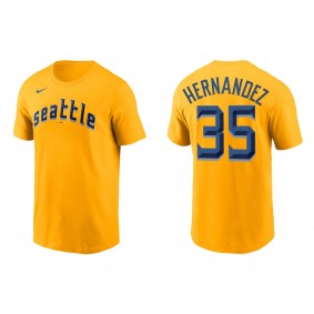 Teoscar Hernandez Seattle Mariners Gold 2023 City Connect Wordmark T-Shirt