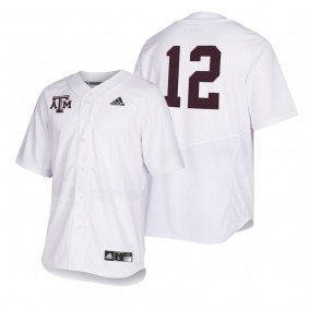 Texas A&M Aggies White Full Button Baseball Jersey