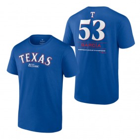 Men's Texas Rangers Adolis Garcia Fanatics Branded Royal 2023 American League Champions Player Name & Number T-Shirt