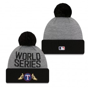Men's Texas Rangers Black 2023 American League Champions Locker Room Cuffed Knit Hat with Pom
