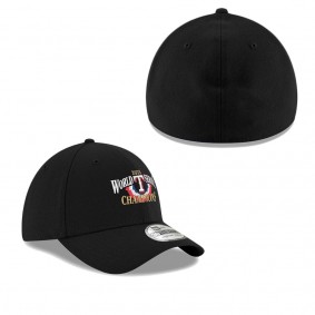 Men's Texas Rangers New Era Black 2023 World Series Champions Locker Room Replica 39THIRTY Flex Hat