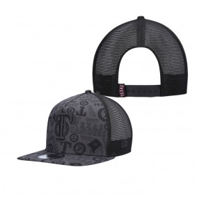 Men's Texas Rangers Black Repeat A-Frame 9FIFTY Trucker Snapback Hat
