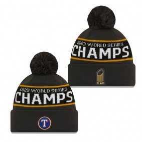 Men's Texas Rangers New Era Graphite 2023 World Series Champions Locker Room Knit Hat