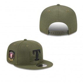 Men's Texas Rangers Green 2023 Armed Forces Day 9FIFTY Snapback Adjustable Hat