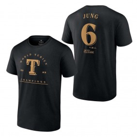 Men's Texas Rangers Josh Jung Fanatics Branded Black 2023 World Series Champions Name & Number T-Shirt