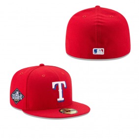Men's Texas Rangers Red 2023 World Series Side Patch 59FIFTY Fitted Hat