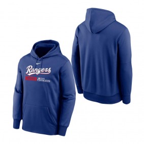 Men's Texas Rangers Nike Royal 2023 Postseason Authentic Collection Dugout Pullover Hoodie