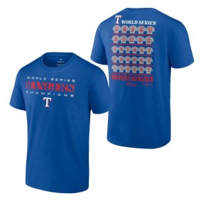 Men's Texas Rangers Fanatics Branded Royal 2023 World Series Champions Jersey Roster T-Shirt