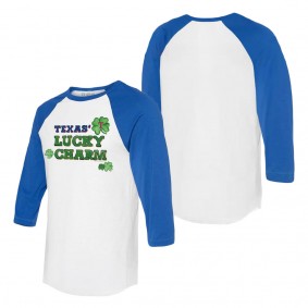 Men's Texas Rangers Tiny Turnip White Royal Lucky Charm Raglan T-Shirt