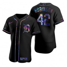 Detroit Tigers Jackie Robinson Nike Black Authentic Holographic Golden Edition Jersey