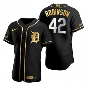 Detroit Tigers Jackie Robinson Nike Black Golden Edition Authentic Jersey