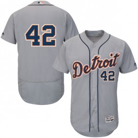 Male Detroit Tigers Jackie Robinson #42 Gray Collection Flexbase Jersey