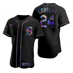 Detroit Tigers Miguel Cabrera Nike Black Authentic Holographic Golden Edition Jersey