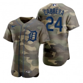 Detroit Tigers Miguel Cabrera Camo Authentic 2021 Armed Forces Day Jersey