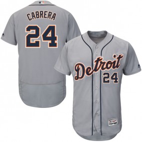 Male Detroit Tigers #24 Miguel Cabrera Gray Flexbase Collection Jersey