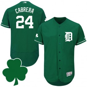 Male Detroit Tigers #24 Miguel Cabrera St. Patricks Day Green Celtic Flexbase Collection Jersey