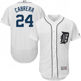 Male Detroit Tigers #24 Miguel Cabrera White Flexbase Collection Jersey