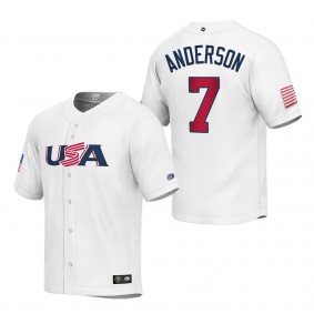 Tim Anderson Youth USA Baseball White 2023 World Baseball Classic Replica Jersey