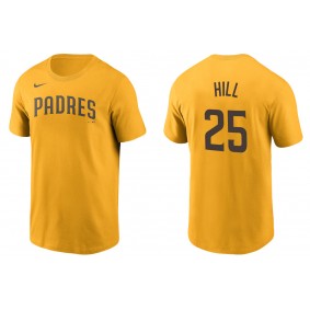 Men's San Diego Padres Tim Hill Gold Name & Number T-Shirt