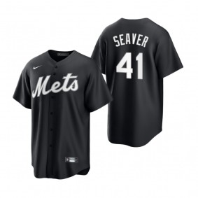 New York Mets Tom Seaver Nike Black White 2021 All Black Fashion Replica Jersey