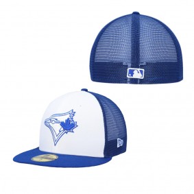 Men's Toronto Blue Jays White Royal 2023 On-Field Batting Practice 59FIFTY Fitted Hat