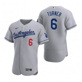 Men's Los Angeles Dodgers Trea Turner Nike Gray Authentic Road Jersey