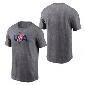 Men's USA Baseball Heather Charcoal 2023 World Baseball Classic Wordmark T-Shirt