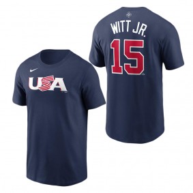 Men's USA Baseball Bobby Witt Jr. Nike Navy 2023 World Baseball Classic Name & Number T-Shirt