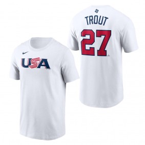 Men's USA Baseball Mike Trout Nike White 2023 World Baseball Classic Name & Number T-Shirt