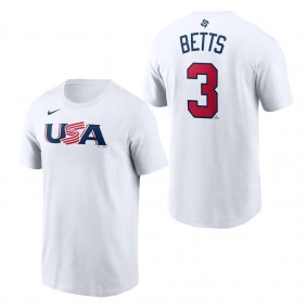 Men's USA Baseball Mookie Betts Nike White 2023 World Baseball Classic Name & Number T-Shirt