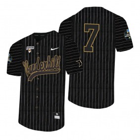 Vanderbilt Commodores #7 Dansby Swanson Black 2021 College World Series Pinstripe Baseball Jersey