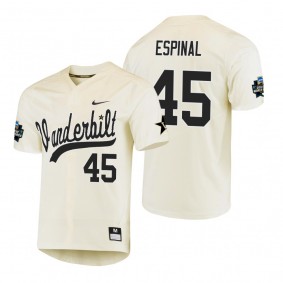 Vanderbilt Commodores Alan Espinal Cream College World Series Baseball Jersey