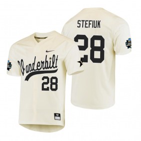 Vanderbilt Commodores Ryan Stefiuk Cream College World Series Baseball Jersey