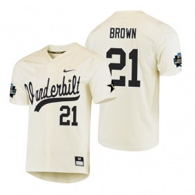 Vanderbilt Commodores Tyler Brown Cream 2019 NCAA Baseball World Series Jersey