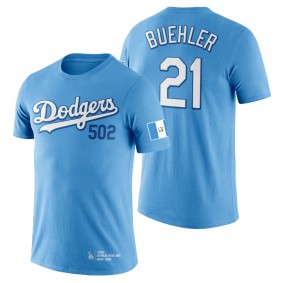 Walker Buehler Dodgers Guatemalan Heritage Night Blue T-Shirt