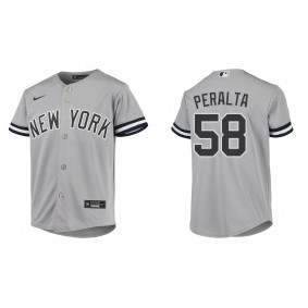 Youth New York Yankees Wandy Peralta Gray Replica Road Jersey