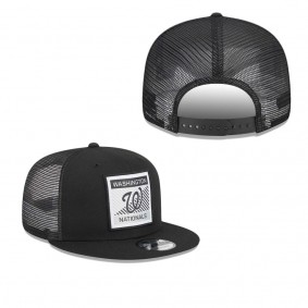 Men's Washington Nationals Black Scratch Squared Trucker 9FIFTY Snapback Hat