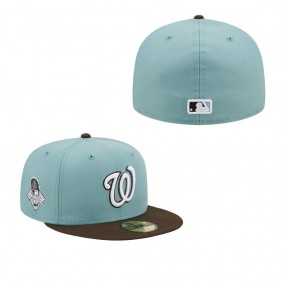 Men's Washington Nationals Light Blue Brown 2019 World Series Beach Kiss 59FIFTY Fitted Hat