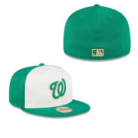 Men's Washington Nationals White Green 2024 St. Patrick's Day 59FIFTY Fitted Hat