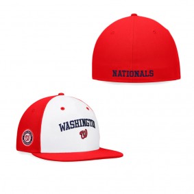 Men's Washington Nationals White Red Iconic Color Blocked Fitted Hat