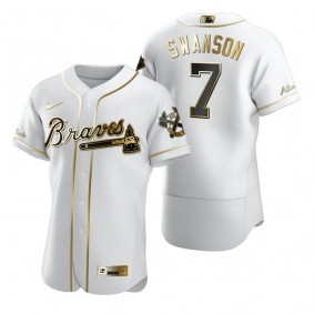 Atlanta Braves Dansby Swanson Nike White Authentic Golden Edition Jersey