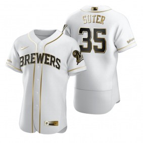 Milwaukee Brewers Brent Suter Nike White Authentic Golden Edition Jersey
