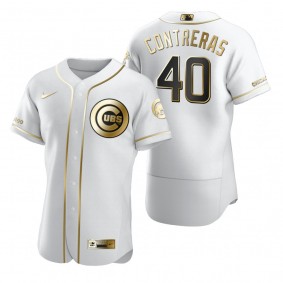 Chicago Cubs Willson Contreras Nike White Authentic Golden Edition Jersey