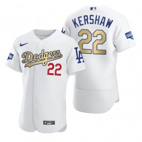 Los Angeles Dodgers Clayton Kershaw White 2021 Gold Program Authentic Jersey