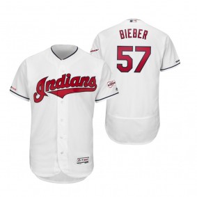 Shane Bieber #57 Cleveland Indians White Flex Base Jersey