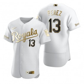 Kansas City Royals Salvador Perez Nike White Authentic Golden Edition Jersey