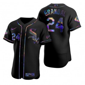 Chicago White Sox Yasmani Grandal Nike Black Authentic Holographic Golden Edition Jersey