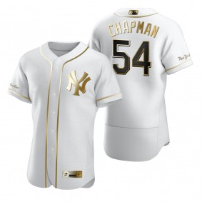 New York Yankees Aroldis Chapman Nike White Authentic Golden Edition Jersey