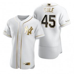 New York Yankees Gerrit Cole Nike White Authentic Golden Edition Jersey