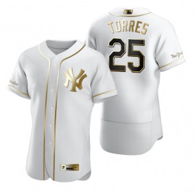 New York Yankees Gleyber Torres Nike White Authentic Golden Edition Jersey